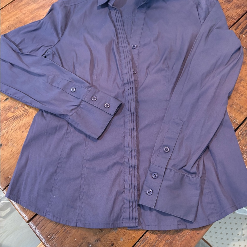 Women’s Long-Sleeve Pleated Front Blouse - Purple
